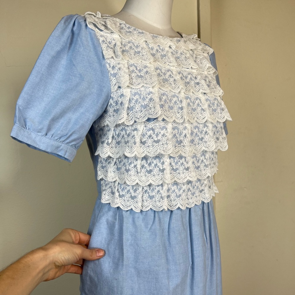 Lace Ruffled Open Back Dress with Pockets - Picture 5 of 13